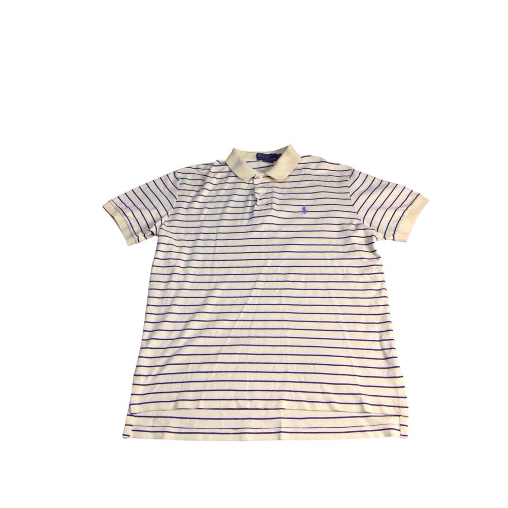 POLO by RALPH LAUREN Men's Polo T-Shirt Yellow Navy Striped Size M 100% Cotton